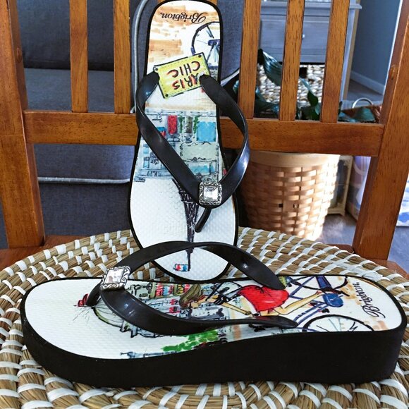 Brighton Flip Flops Size 8 Paris Chic Wedge Platform Flip Flops NWOB - Picture 1 of 5